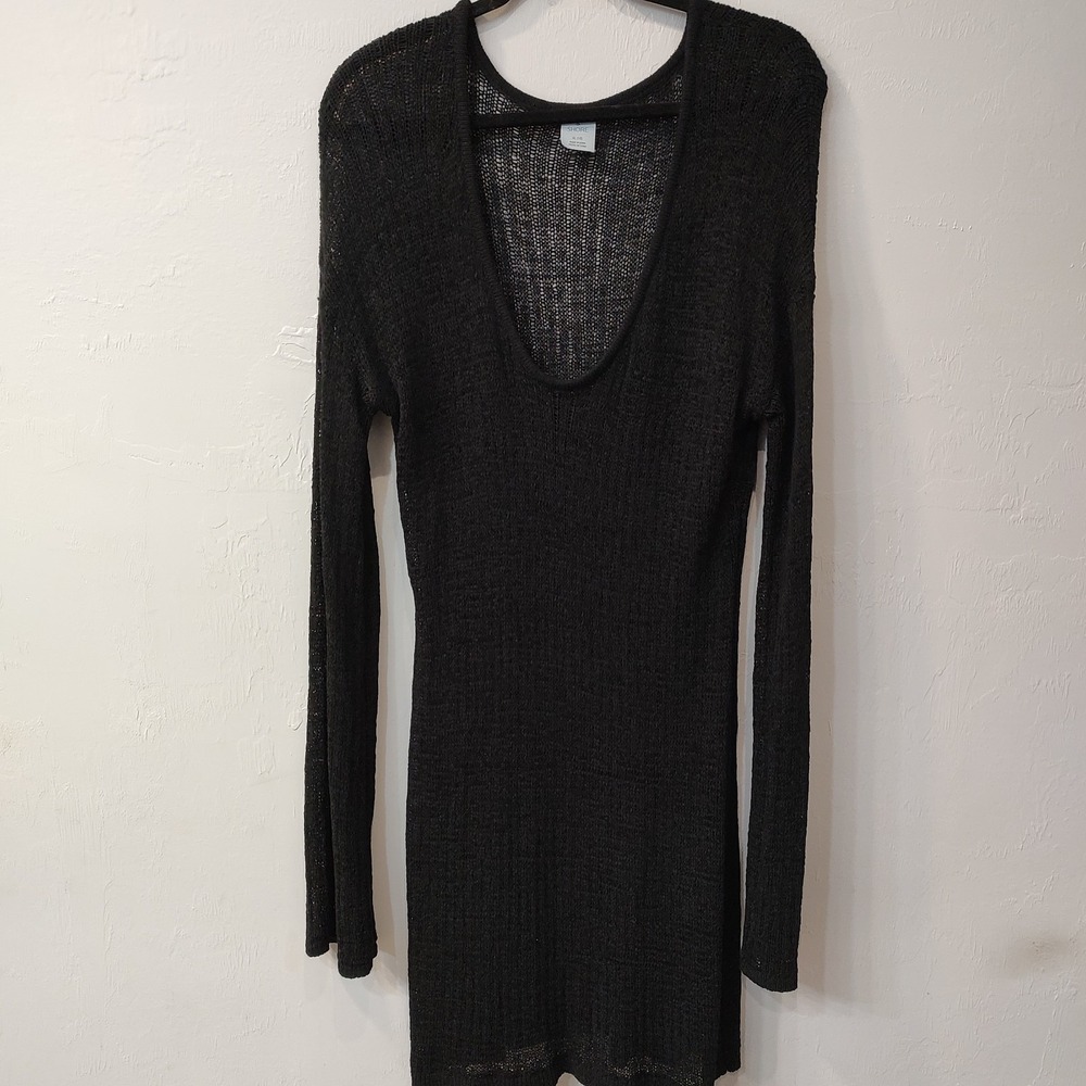 Shade Shore Black Women Swim Coverup Crochet Knit‎ Long Flowy Beach Resort Vacay